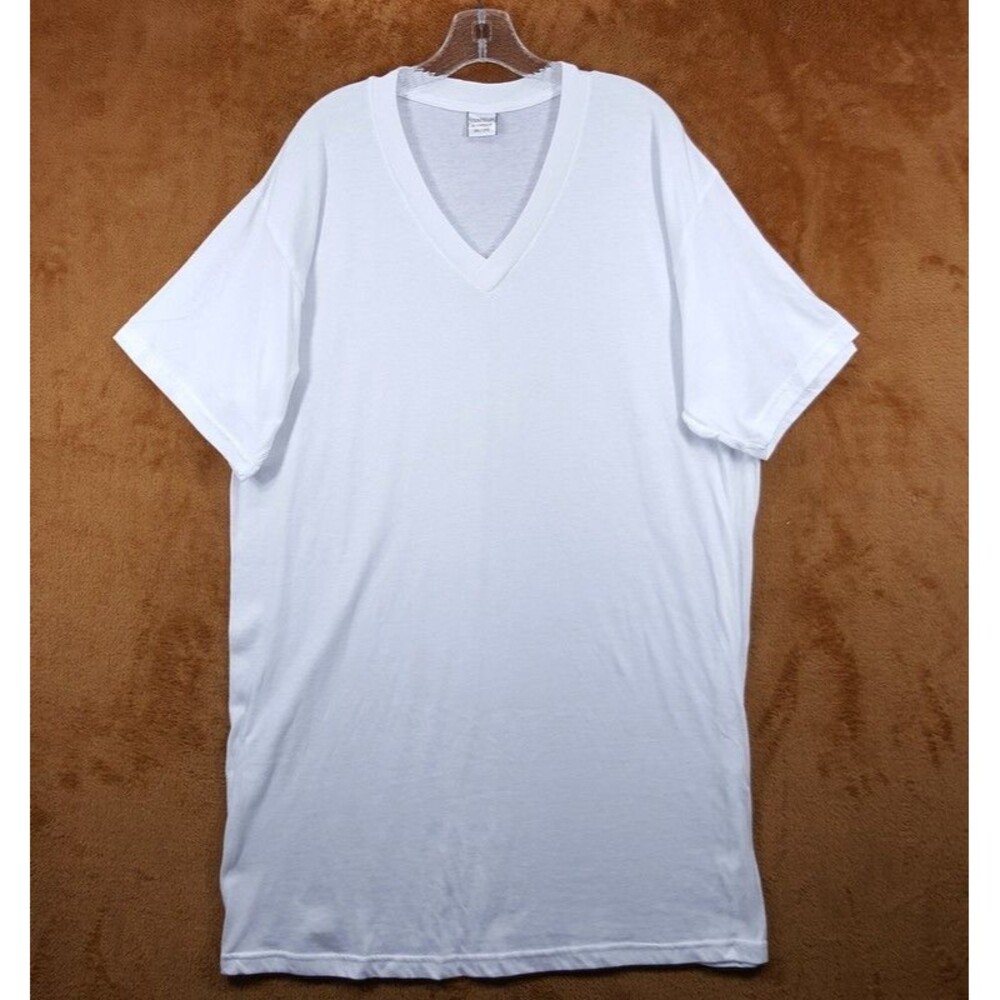 STANFIELDS Shirt Mens XXL White Pullvoer V-Neck Short Sleeve SUPREME T-Shirt
